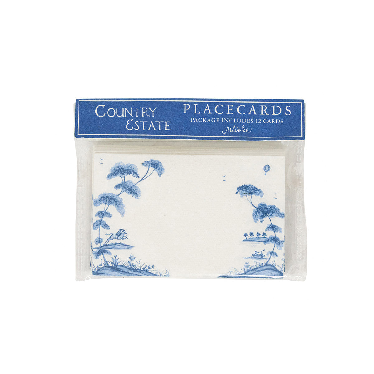 Country Estate Place Card, Set of 12 in Delft Blue