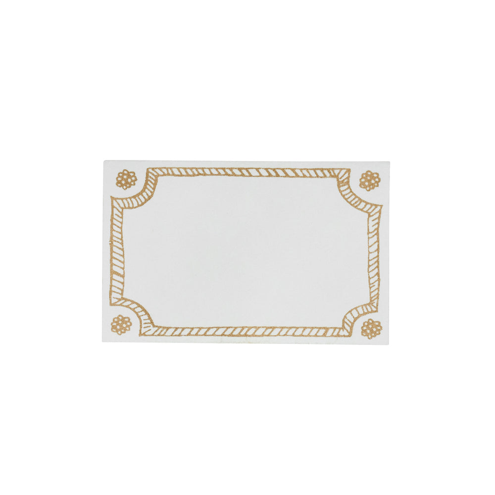 Front view of Berry & Thread Place Card in Gold, Set of 12 showcasing hand-sketched Berry & Thread motif on white background