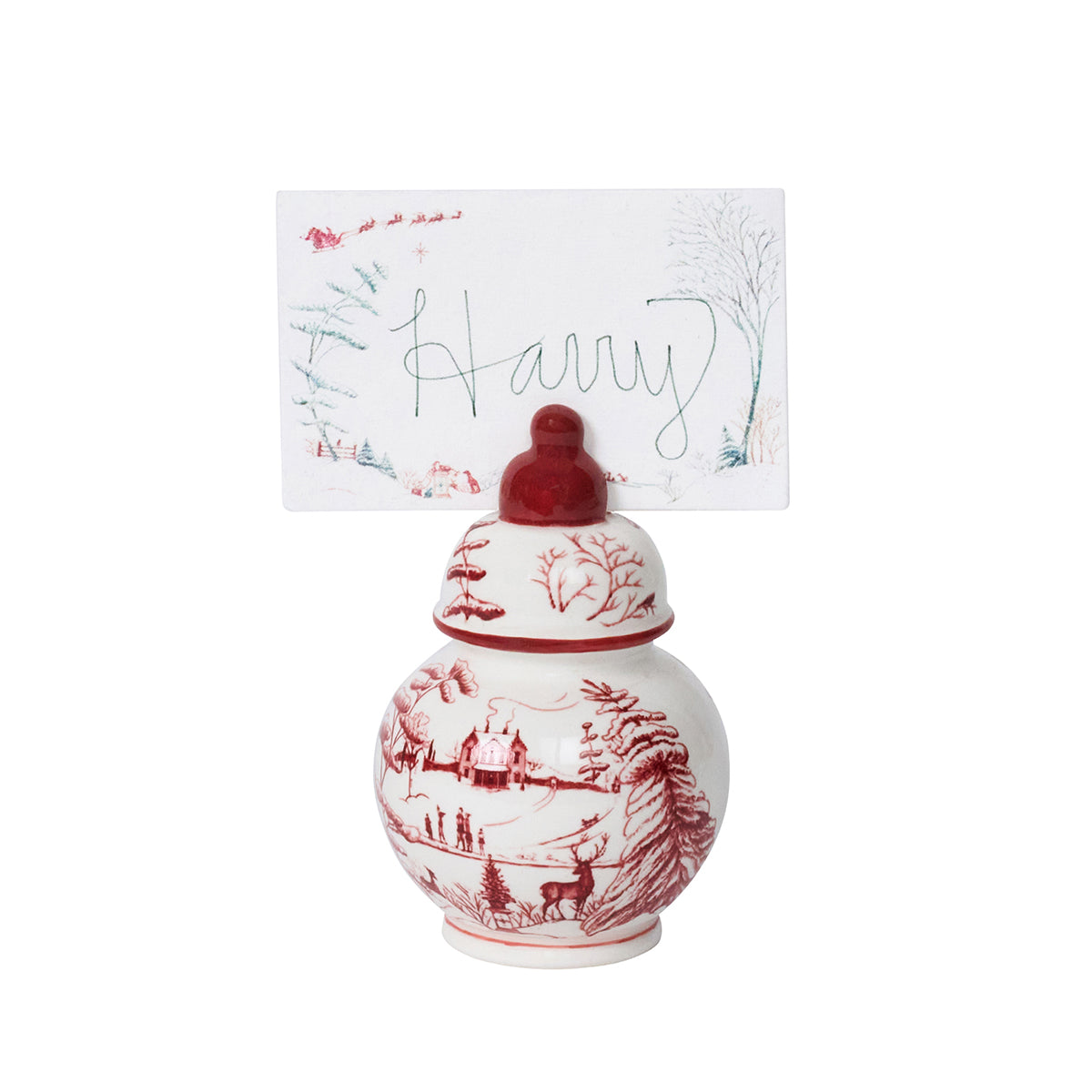 Country Estate Winter Frolic Place Card in Evergreen, Set of 12