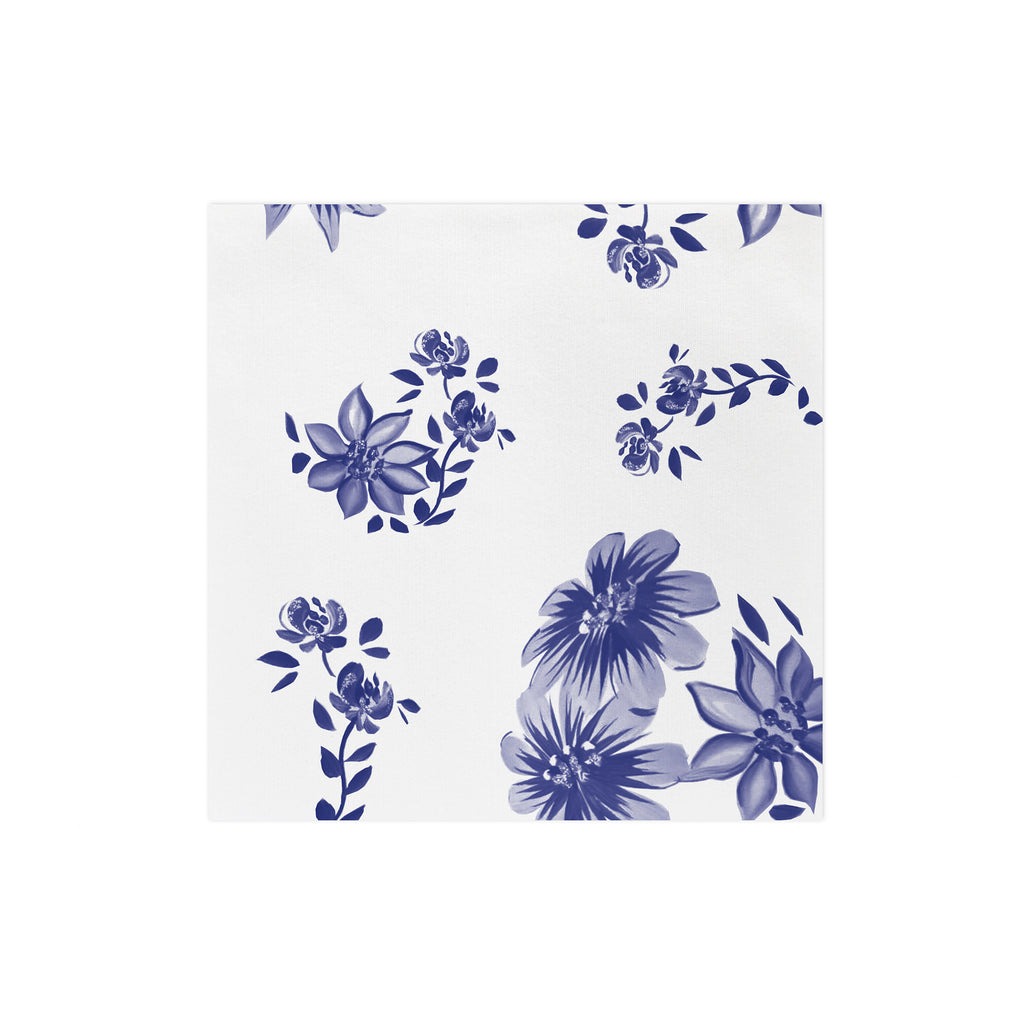 Papersoft Napkins Blue and White Floral Cocktail Napkins (Pack of 20) in Blue