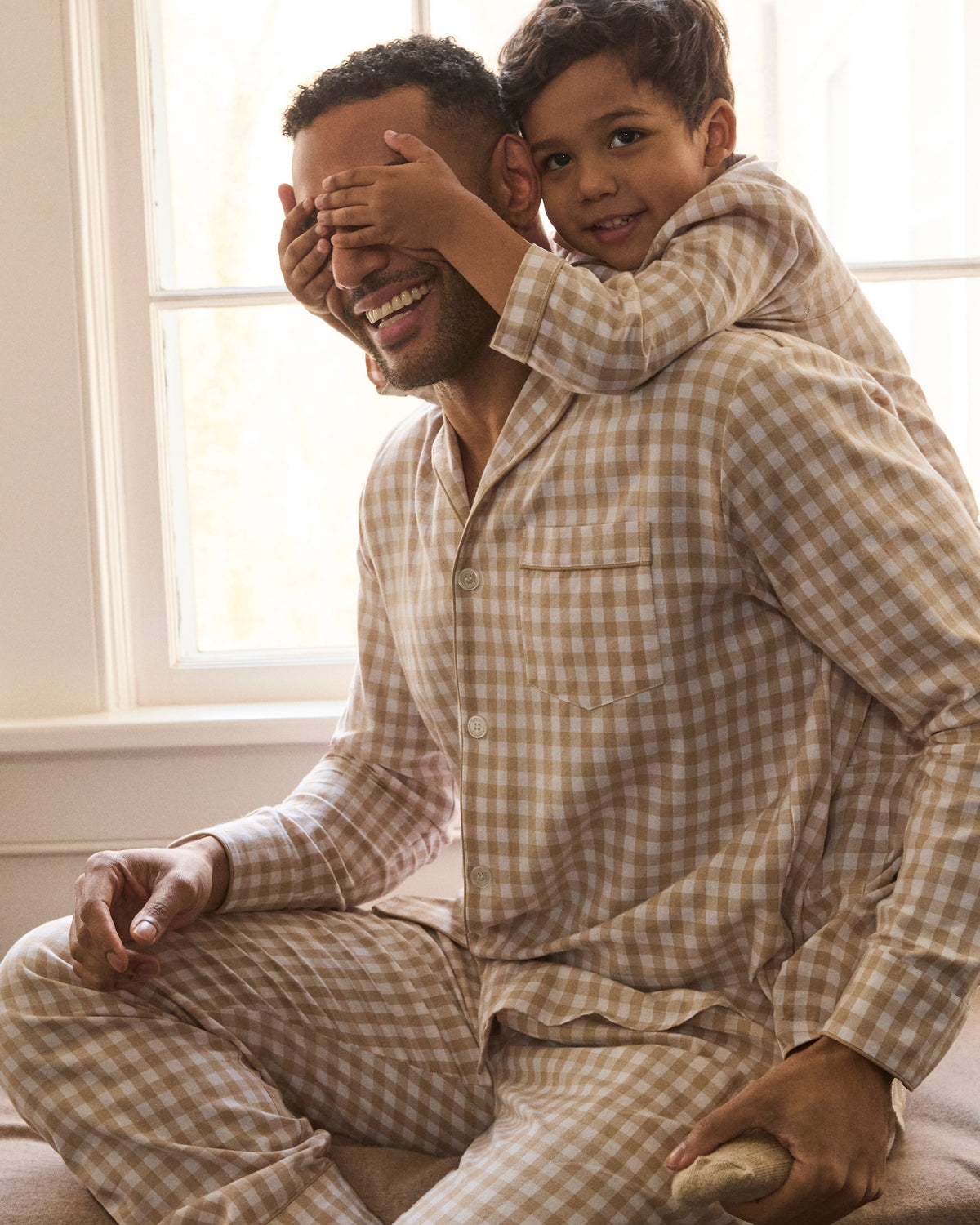 Men’s Twill Pajama Set in Camel Gingham