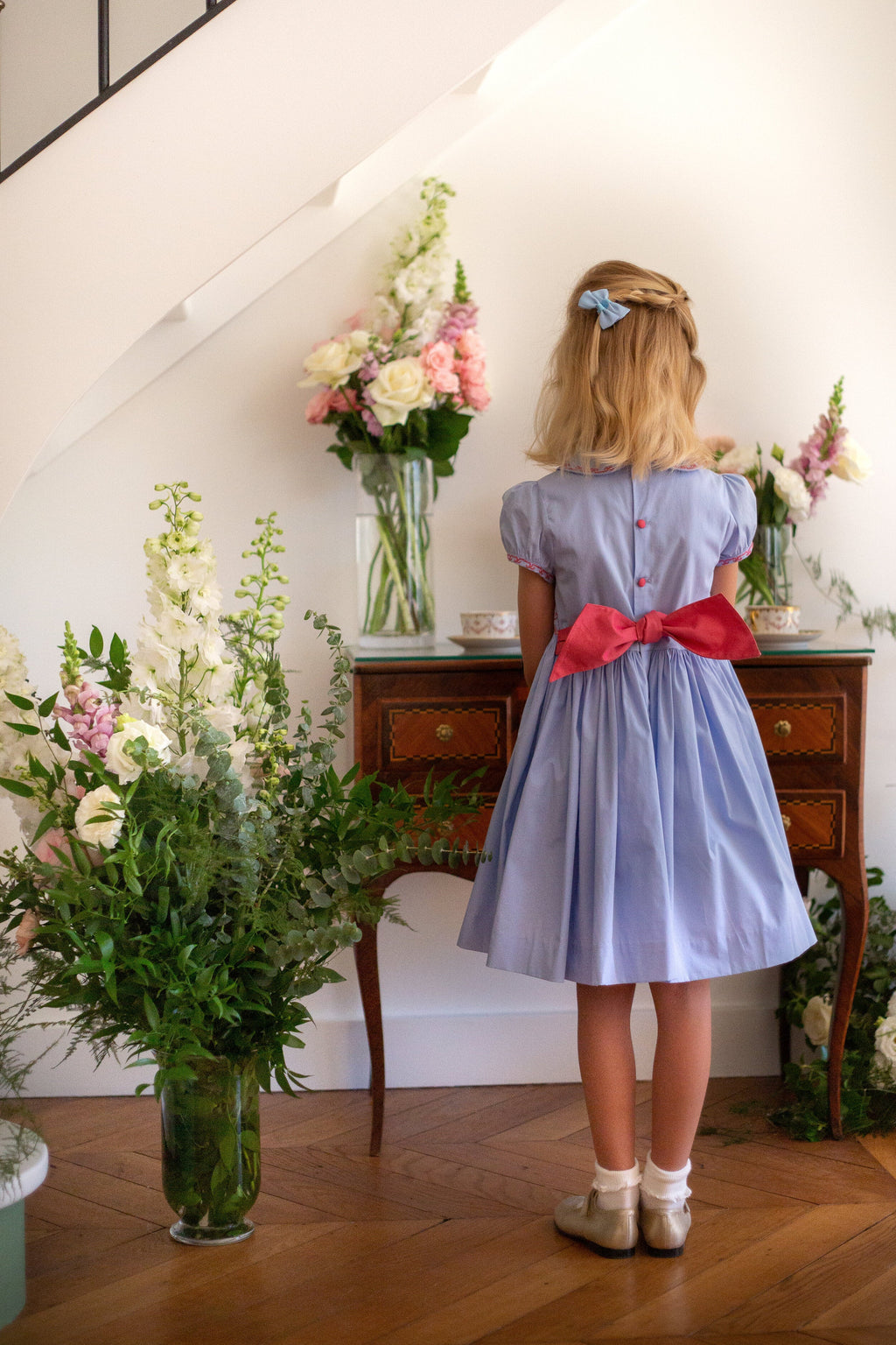 Princess Charlotte Heirloom Blue Smocked Dress 8Y