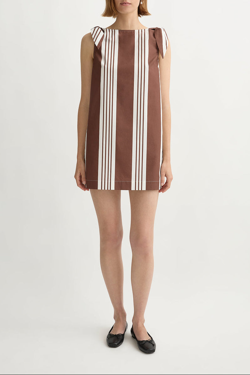 Rosie Mini Dress in Chocolate Stripe