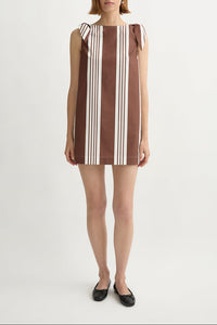 Rosie Mini Dress in Chocolate Stripe