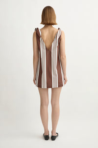 Rosie Mini Dress in Chocolate Stripe
