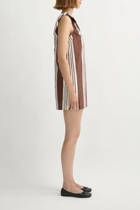 Rosie Mini Dress in Chocolate Stripe
