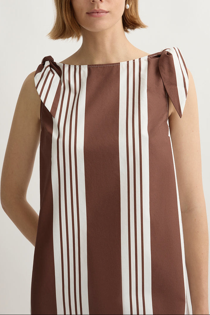 Rosie Mini Dress in Chocolate Stripe