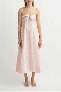 Rosie Strapless Dress in Pink Stripe