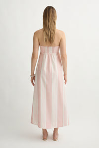 Rosie Strapless Dress in Pink Stripe