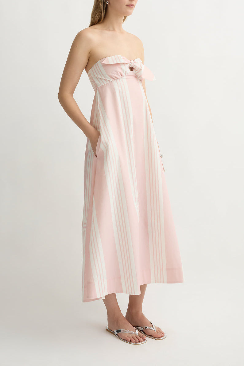 Rosie Strapless Dress in Pink Stripe