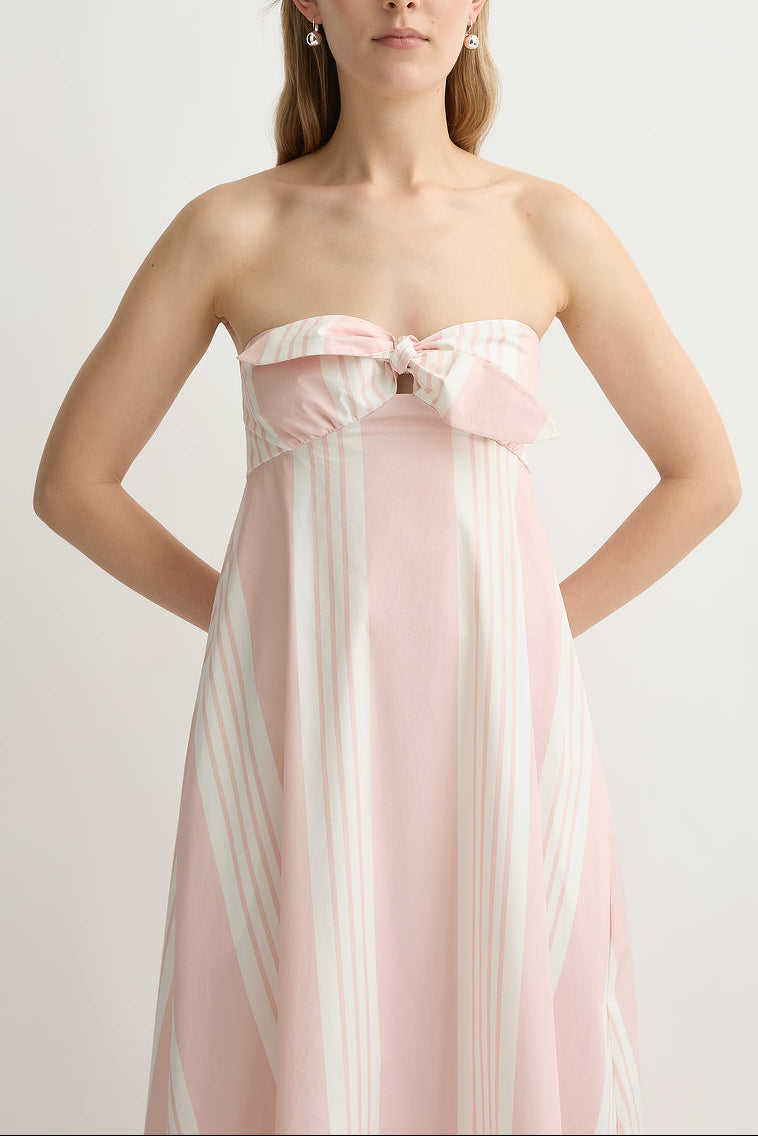 Rosie Strapless Dress in Pink Stripe