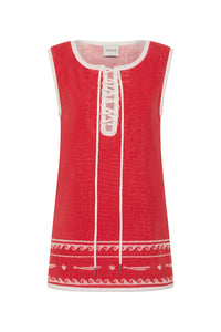 Cody Tunic in Red Ivory Fish