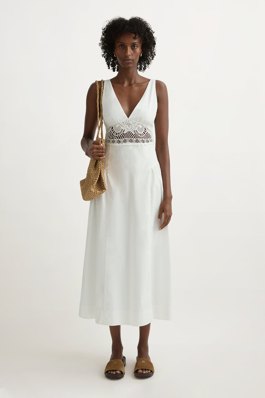 Veda V-Neck Dress in Vintage White XS