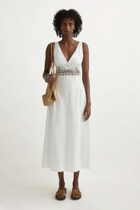 Veda V-Neck Dress in Vintage White