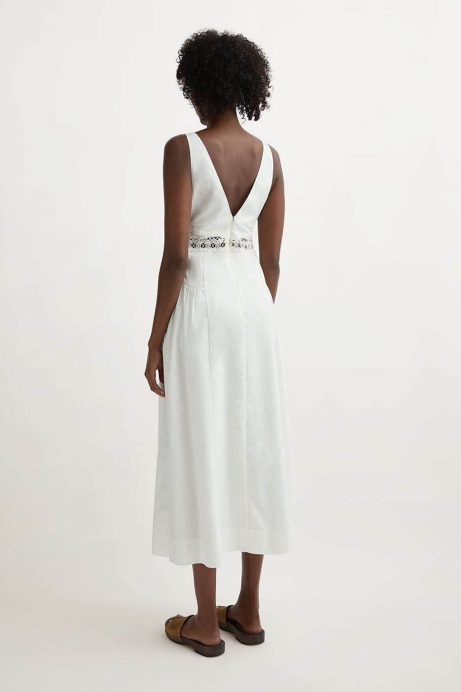 Veda V-Neck Dress in Vintage White