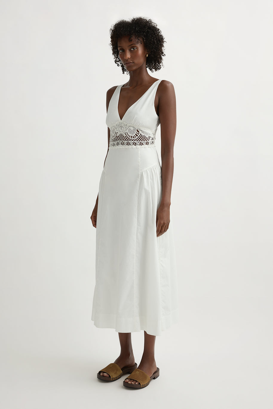 Veda V-Neck Dress in Vintage White