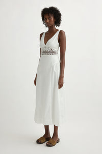 Veda V-Neck Dress in Vintage White