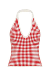 Micah Halter Top in Red Gingham