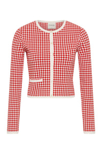Micah Cardigan in Red Gingham