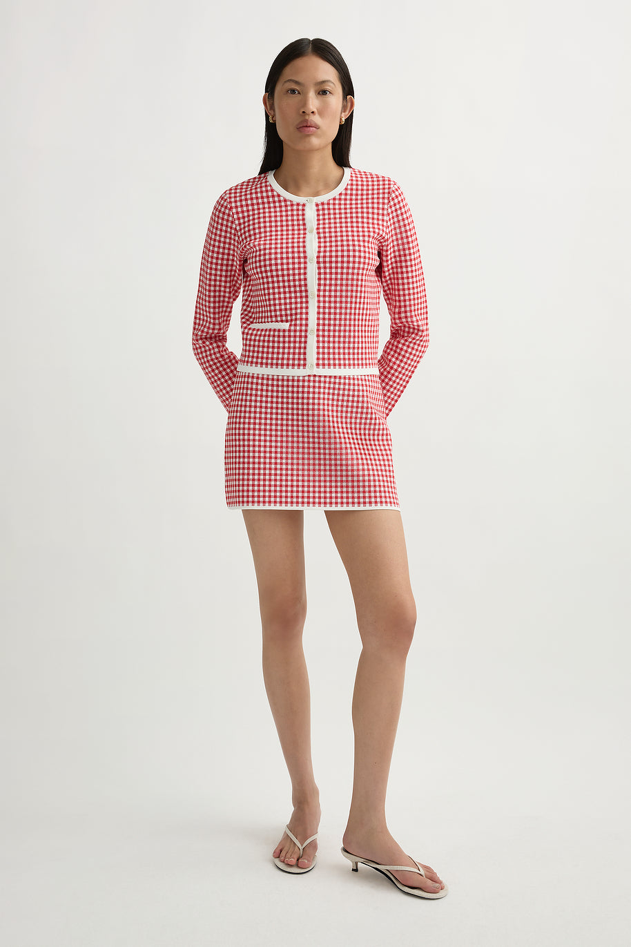 Micah Cardigan in Red Gingham