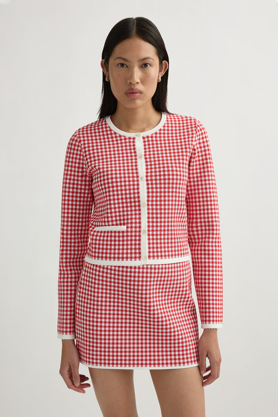 Micah Cardigan in Red Gingham