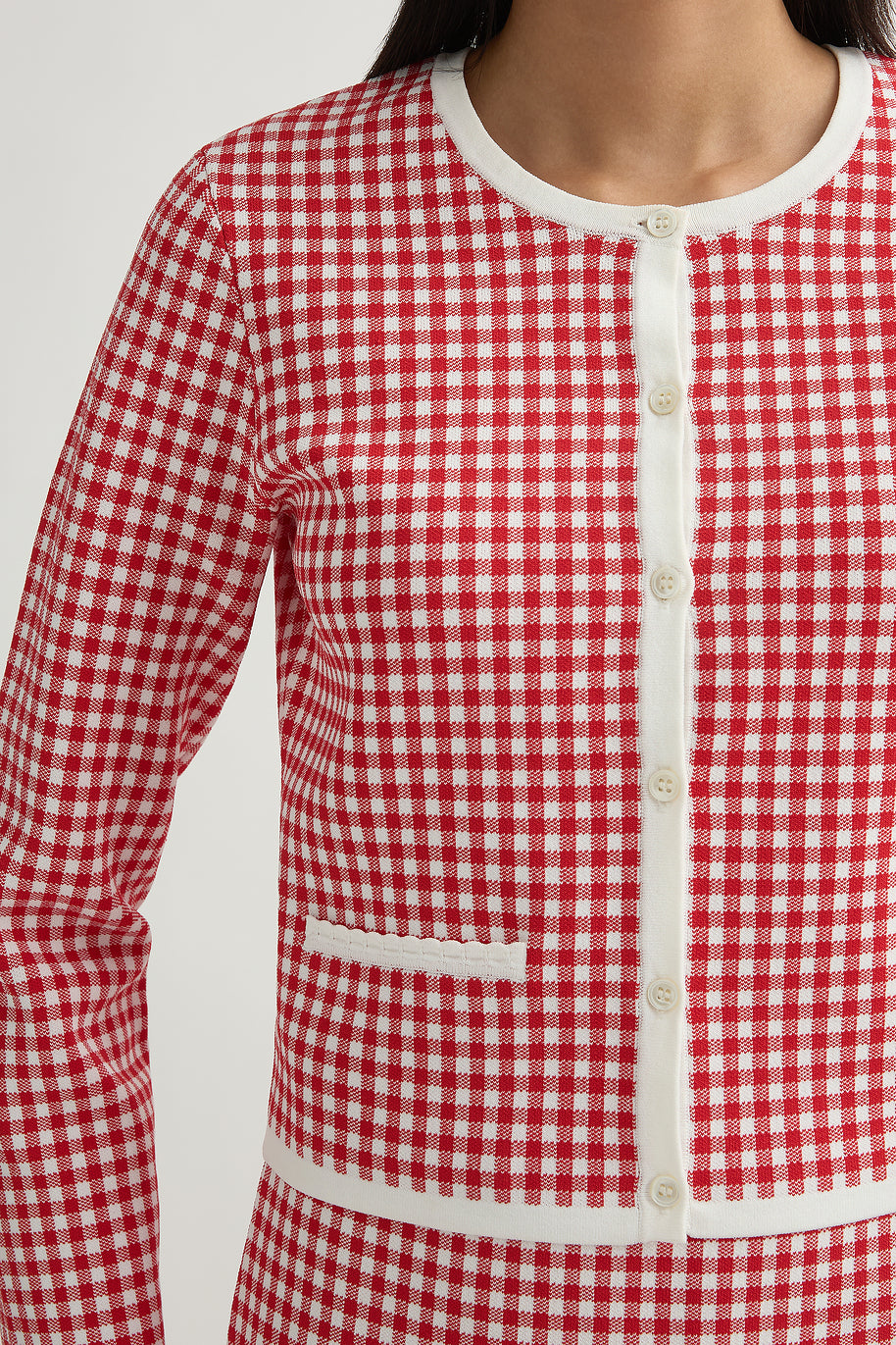 Micah Cardigan in Red Gingham