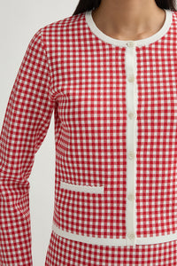 Micah Cardigan in Red Gingham