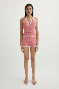 Micah Halter Top in Red Gingham
