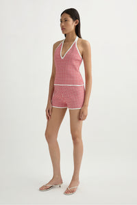 Micah Halter Top in Red Gingham