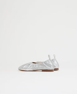 Ruched Ballerina in Crinkle Silver