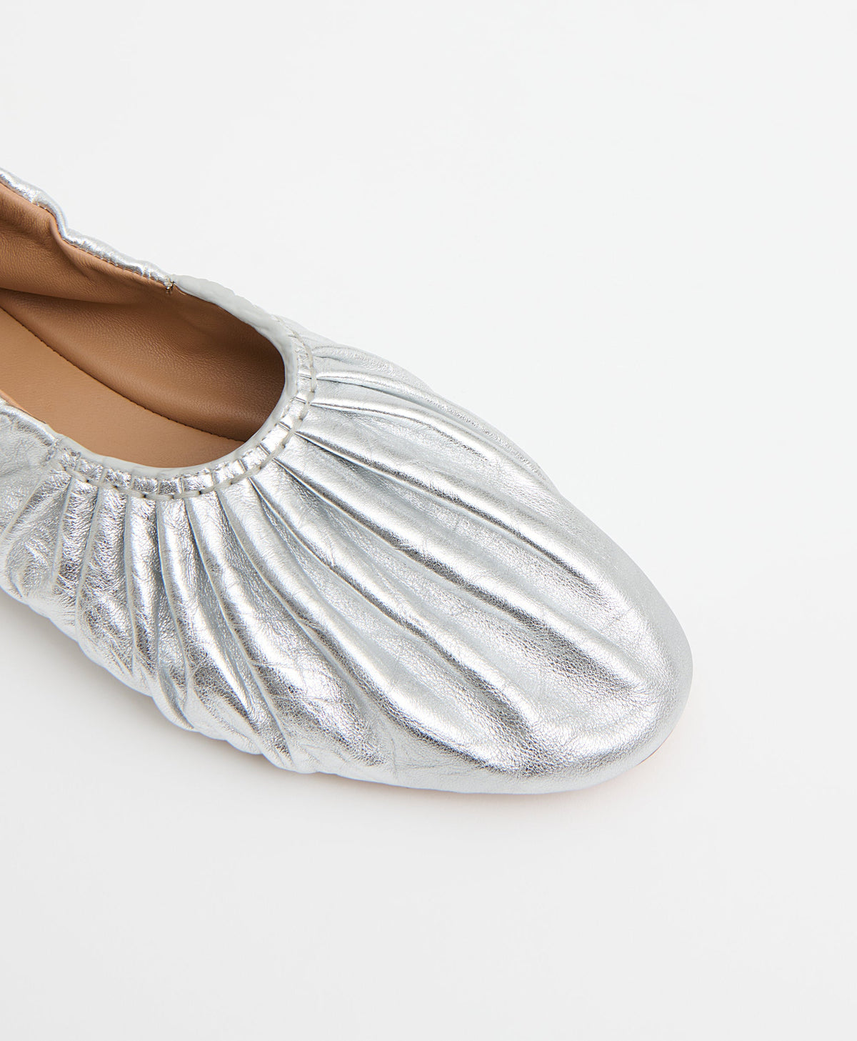 Ruched Ballerina in Crinkle Silver