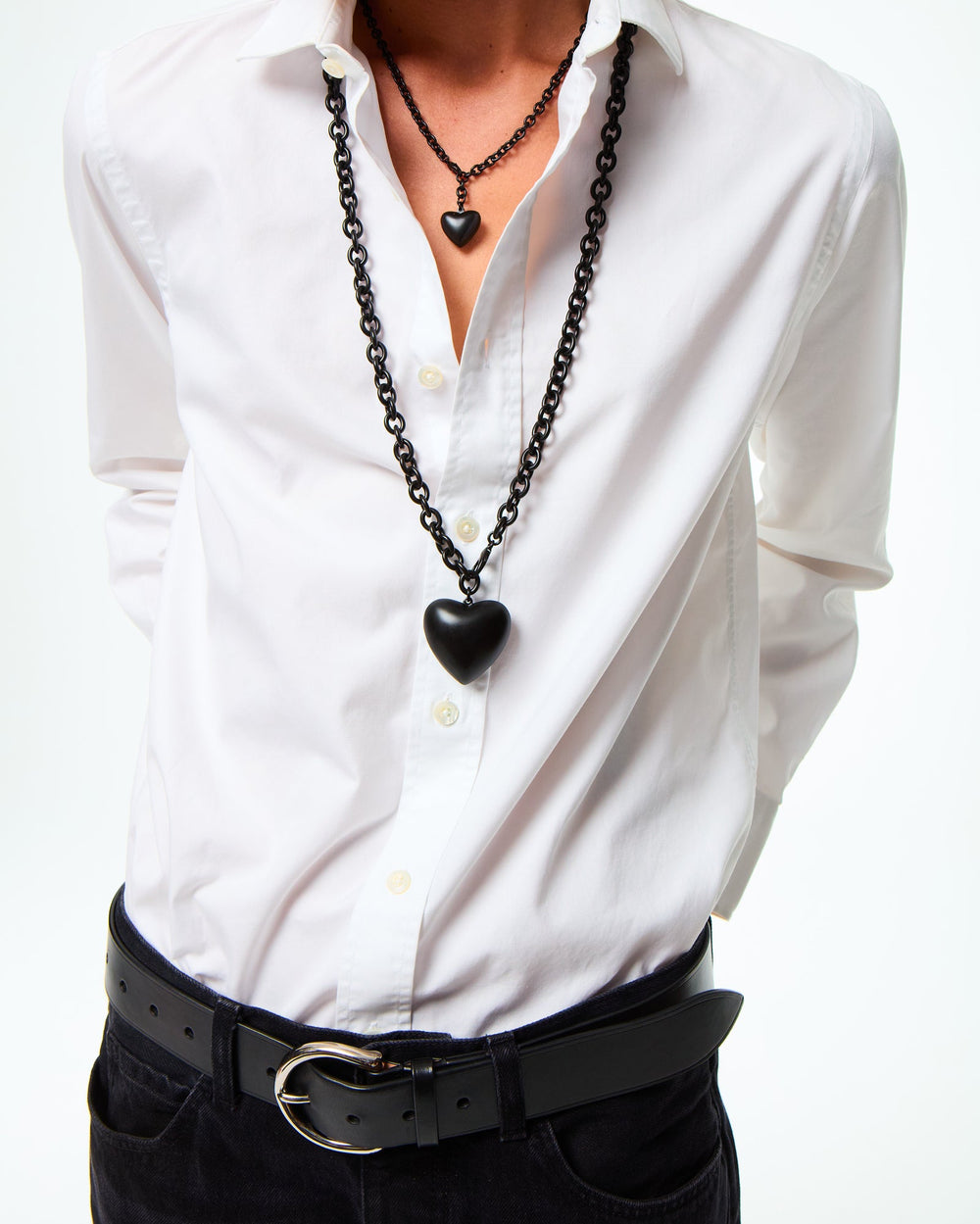 The Mini Puffy Heart Necklace in Black