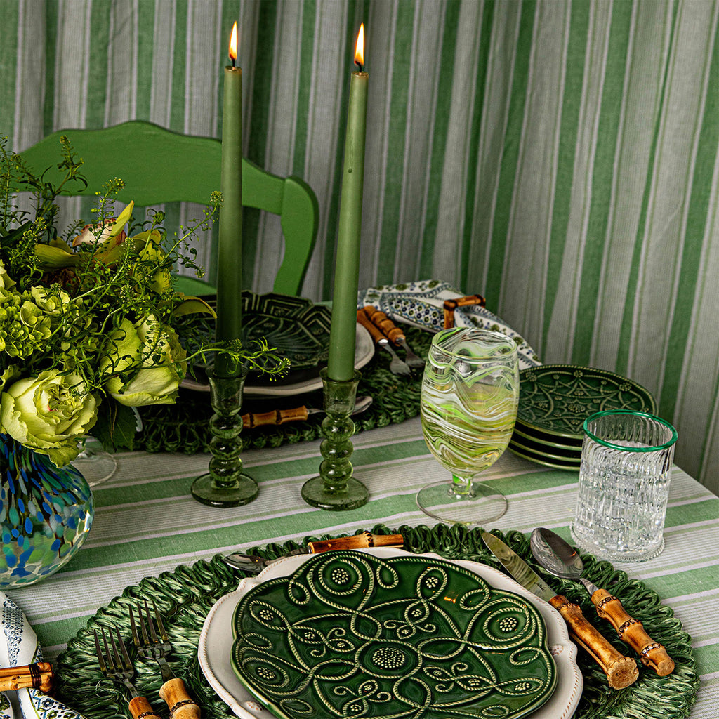 Provence 5" Candlestick, Set of 2 in Basil