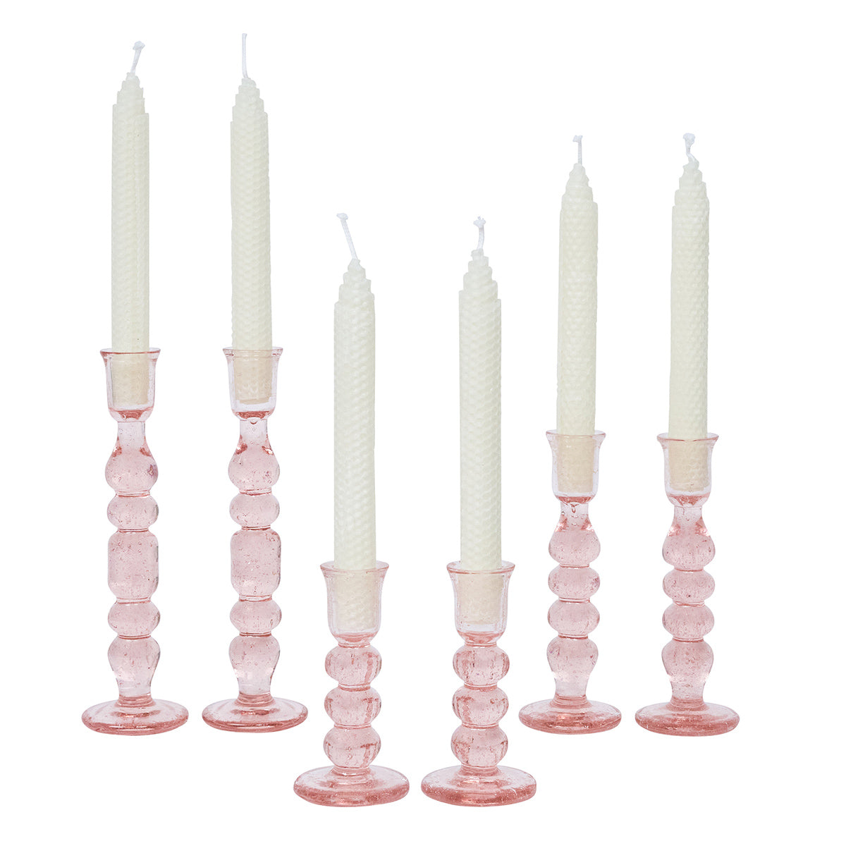 Provence 5" Candlestick, Set of 2 in Blush