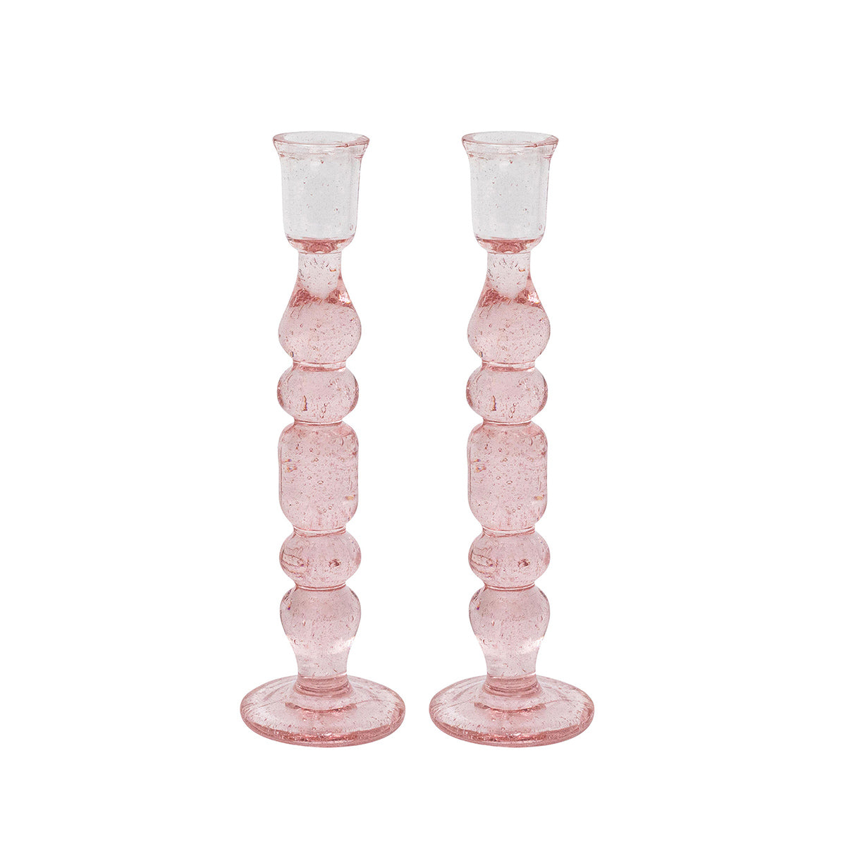 Provence 9" Candlestick, Set of 2 in Blush