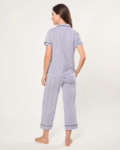 Women’s Pima Pajama Crop Set in Navy French Ticking