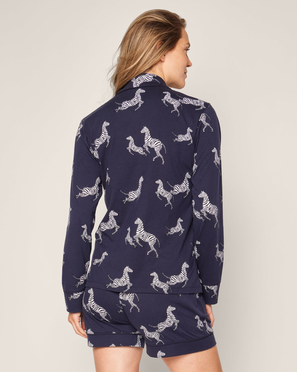 Women’s Pima Long Sleeve Short Set in Zèbre de Nuit