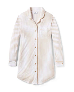 Women’s Pima Nightshirt in Camel Ticking