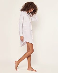 Women’s Pima Nightshirt in Camel Ticking