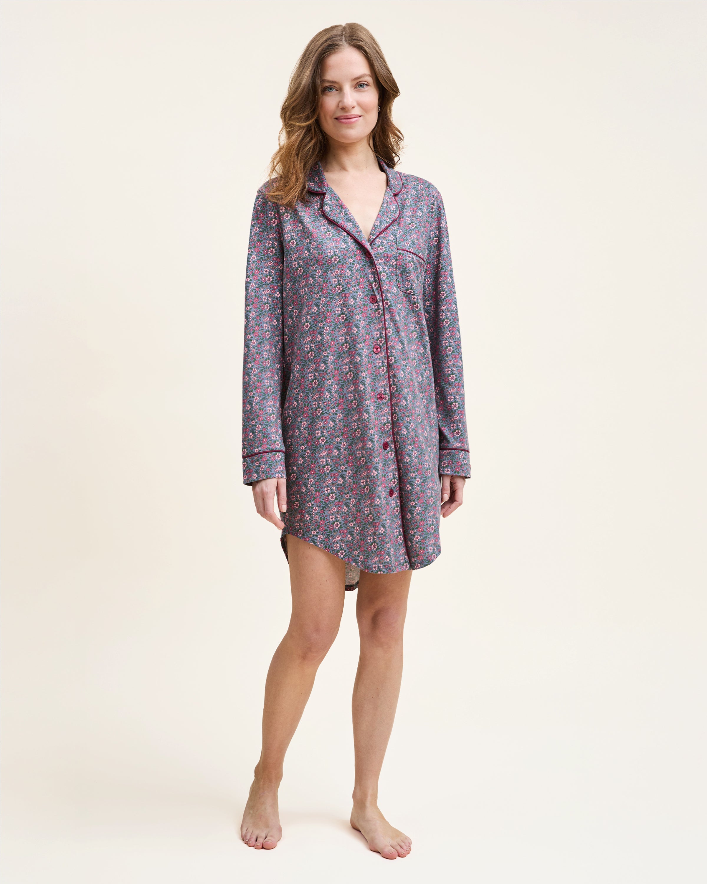 Women’s Pima Nightshirt in Fleurs de Saison