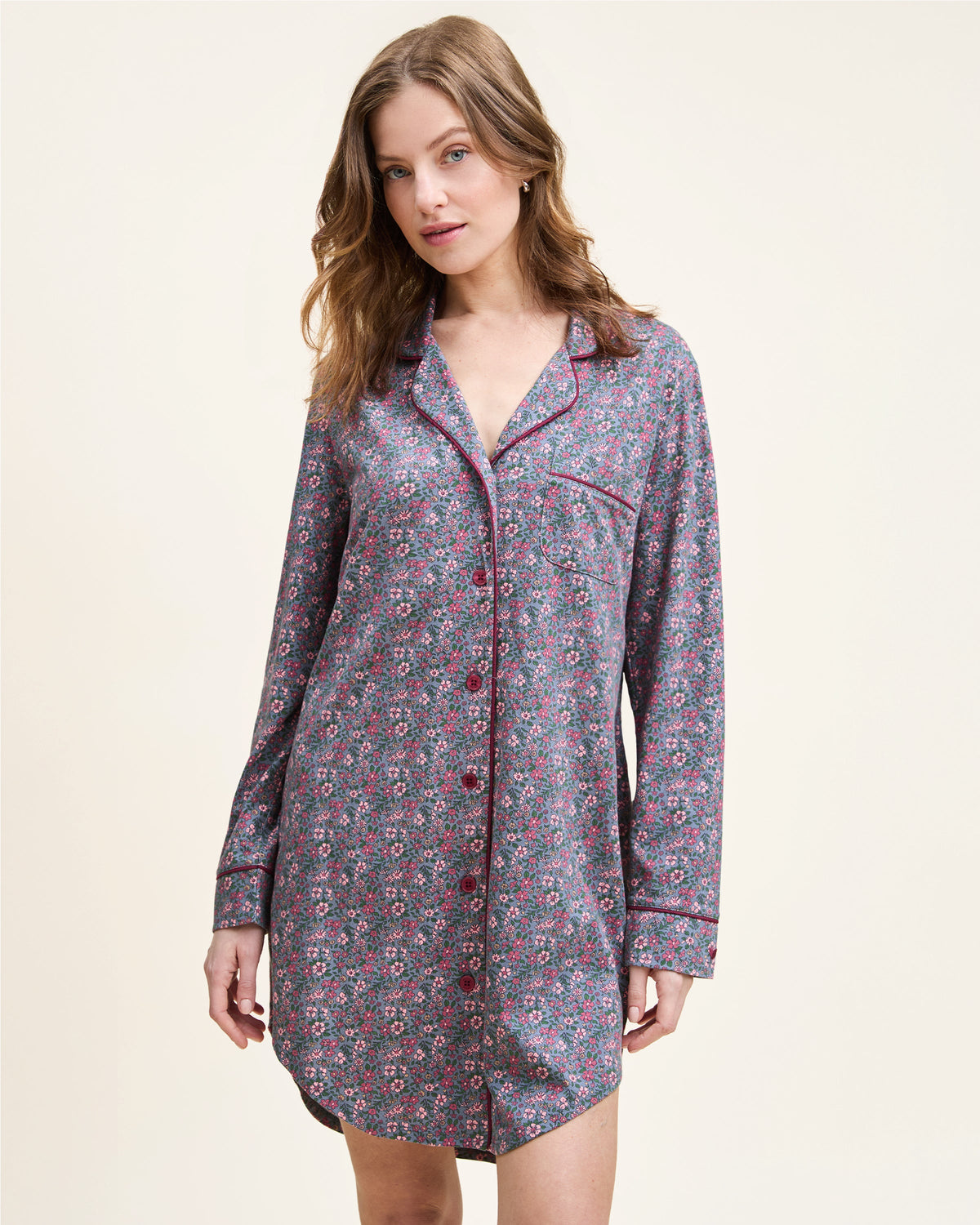 Women’s Pima Nightshirt in Fleurs de Saison