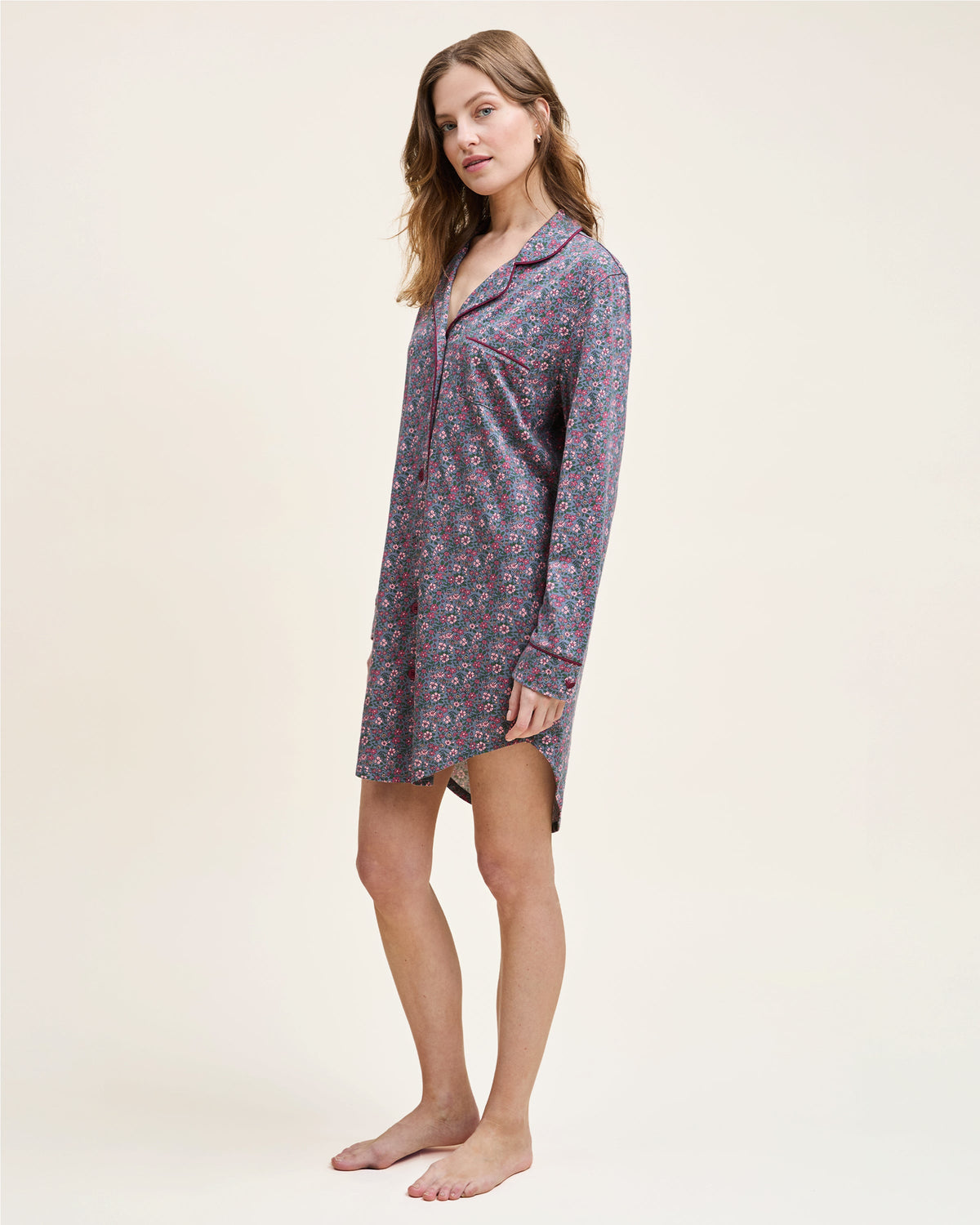 Women’s Pima Nightshirt in Fleurs de Saison