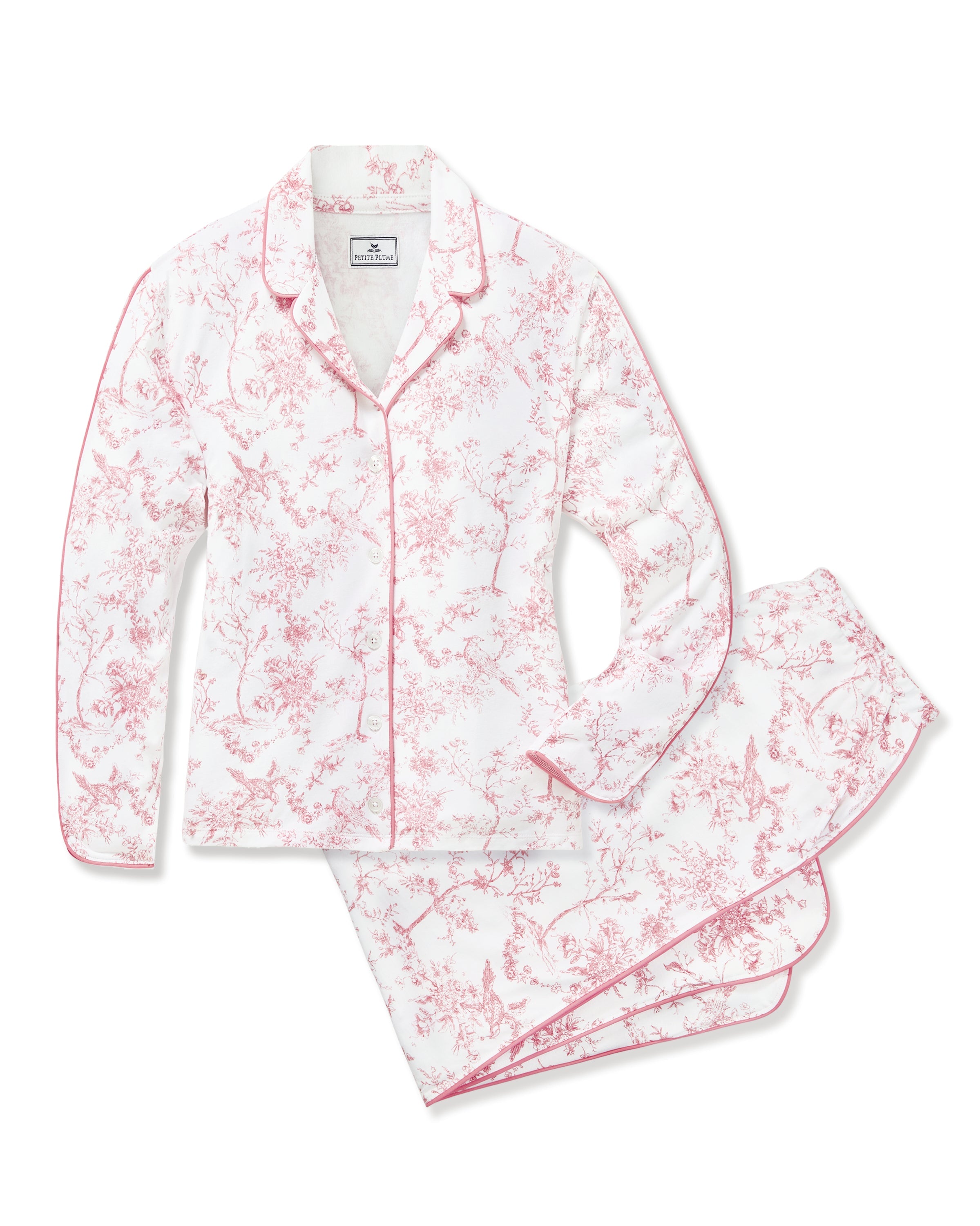 The Margaux Pima Pajama Set in Pink Timeless Toile