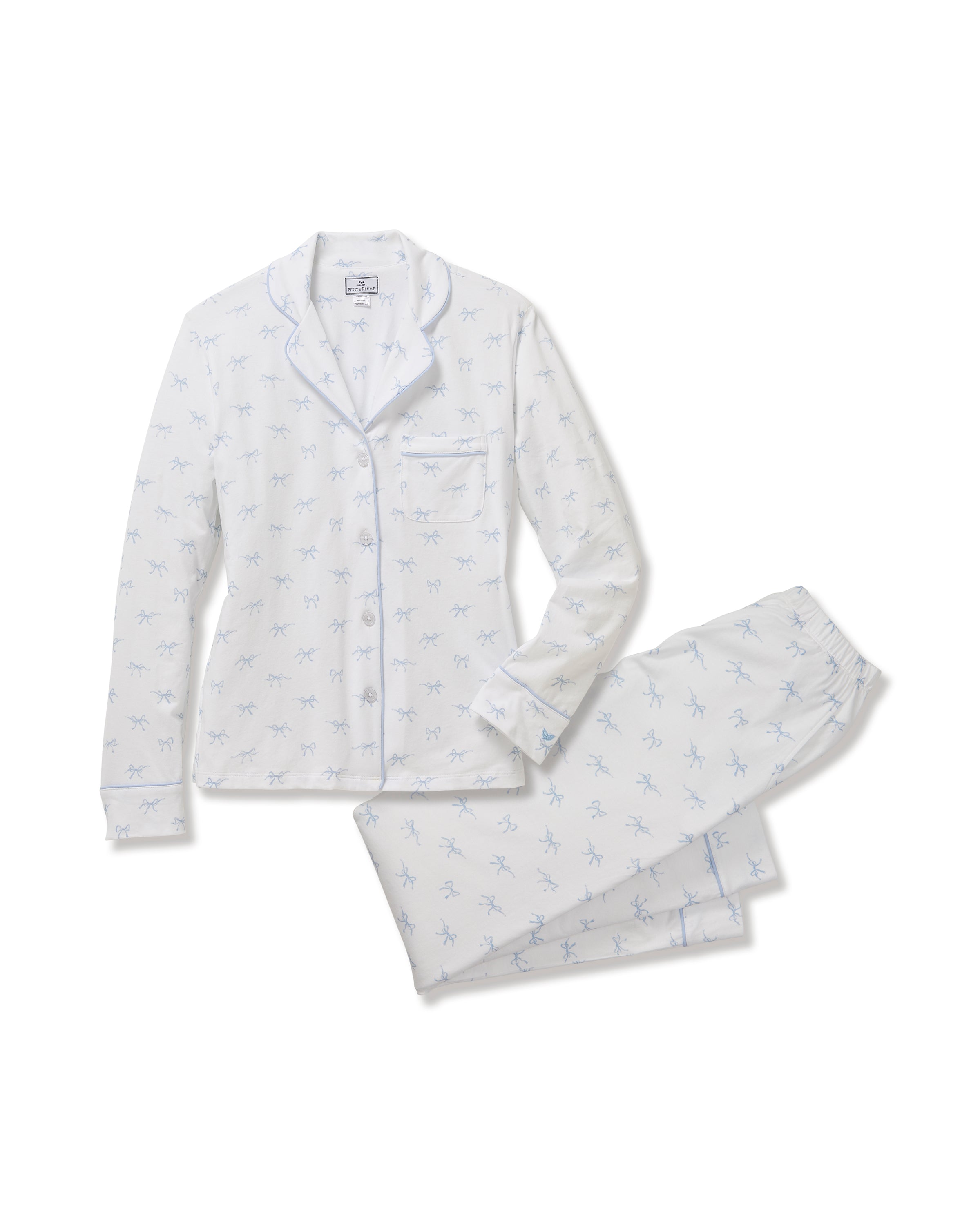Women’s Pima Pajama Set in Something Blue Bows