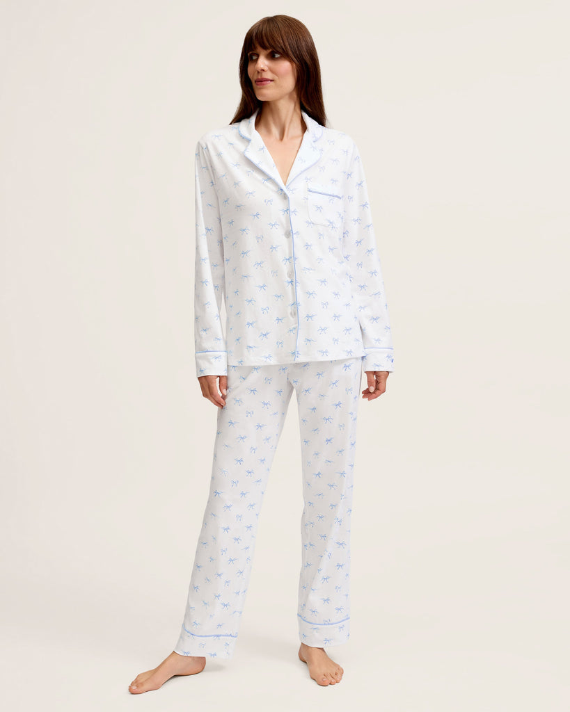 Women’s Pima Pajama Set in Something Blue Bows