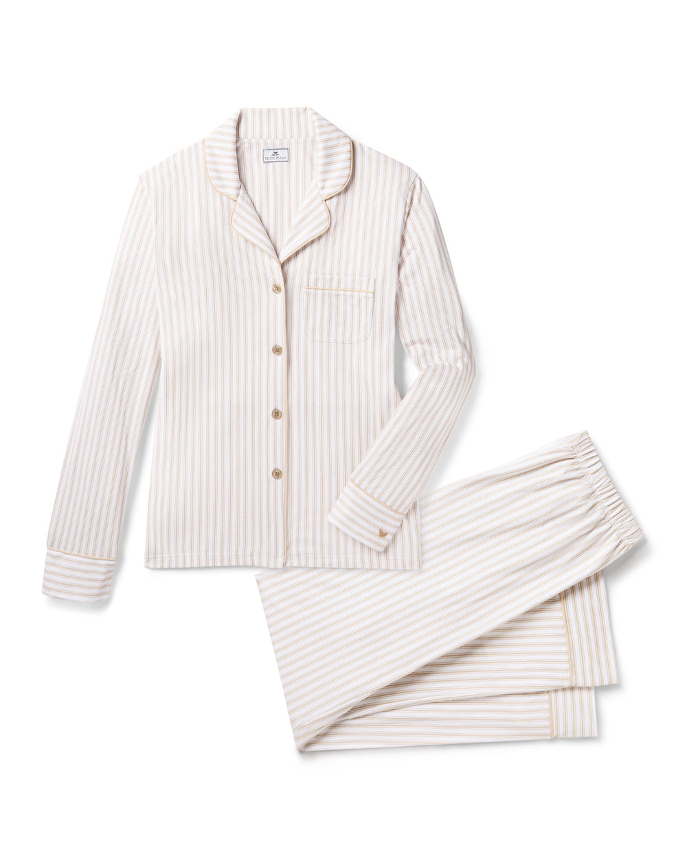 Women’s Pima Pajama Set in Camel Ticking
