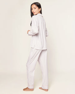 Women’s Pima Pajama Set in Camel Ticking