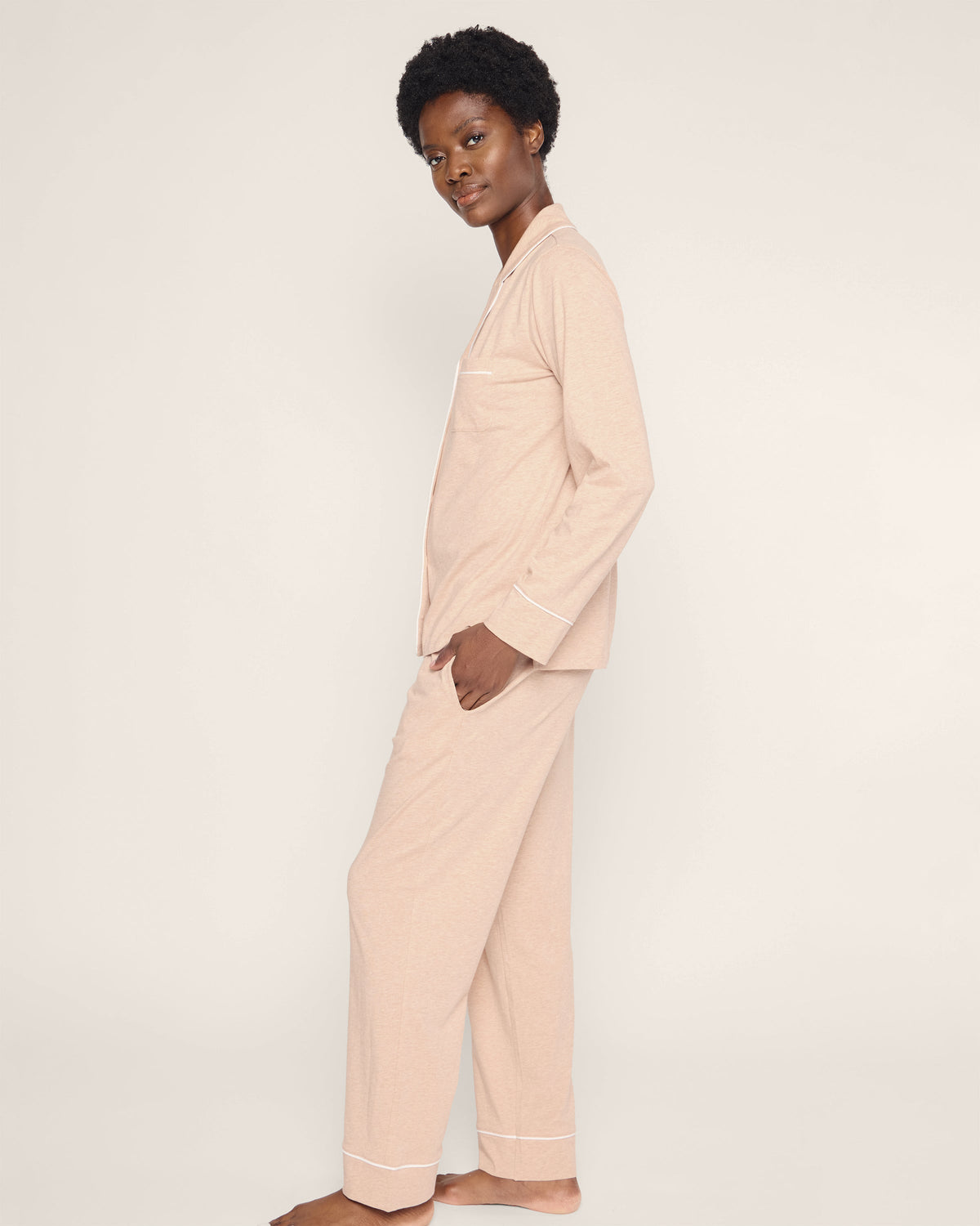 Women’s Pima Pajama Set in Camel
