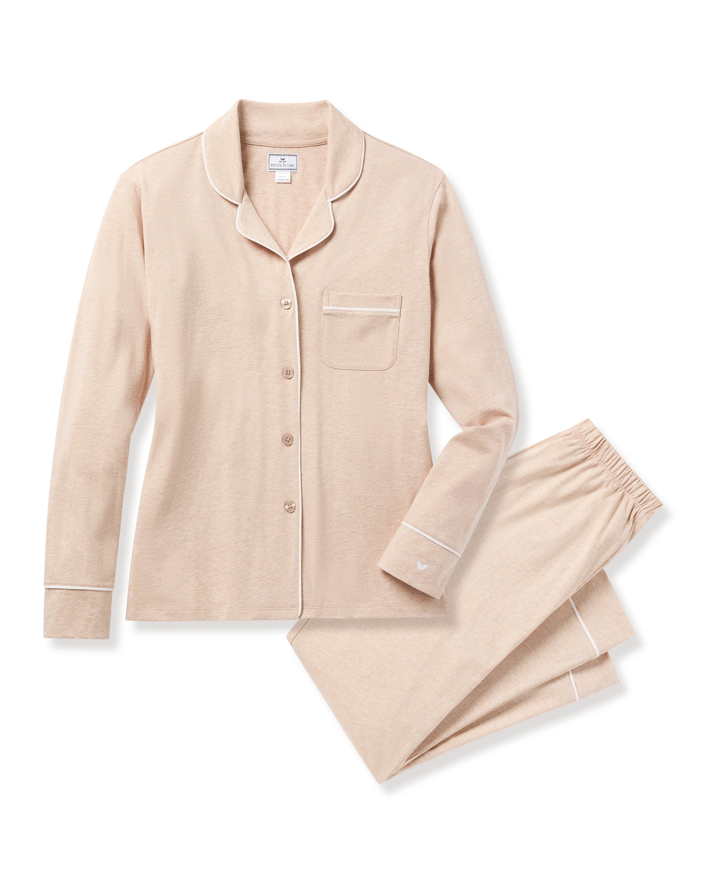 Women’s Pima Pajama Set in Camel