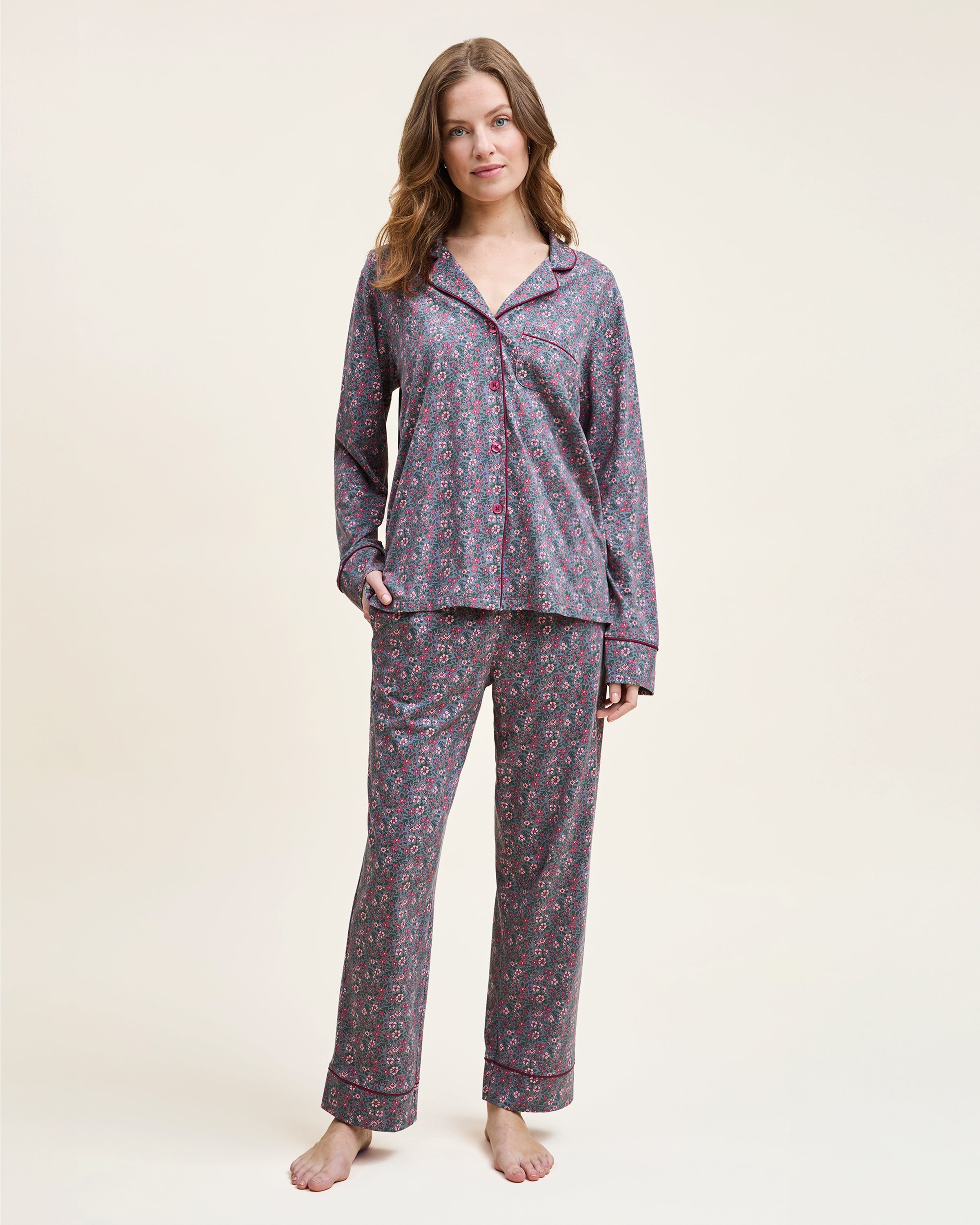 Women’s Pima Pajama Set in Fleurs de Saison